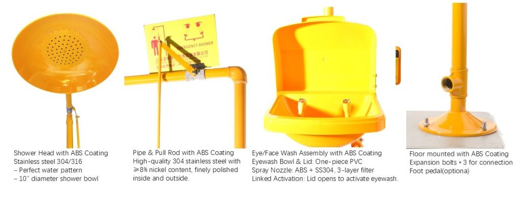 ABS-Coated Combination Emergency Shower and Eyewash Station DAAO6613-D 7 Emergency Shower and Eyewash Assembly4