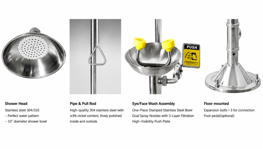 mergency Shower and Eyewash Assembly