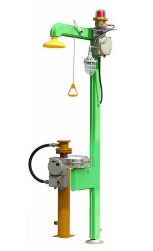 ANSI Z358.1-Engineering Interpretation 4 Electric Heated Freeze-Protected Emergency Shower & Eyewash Station with Eyewash Bowl Lid DAAO6615EH-X
