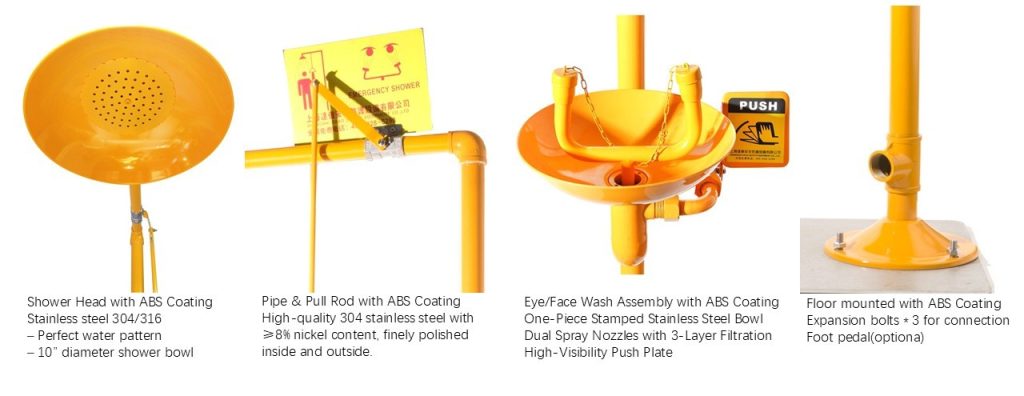 ABS-Coated Combination Emergency Shower & Eyewash Station DAAO6613 5 Emergency Shower and Eyewash Assembly3